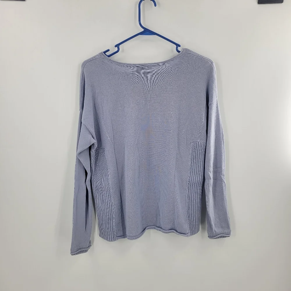 J Jill Sweater Womens Knit Wide Neck Light Blue 100% Cotton Top Classic Sz Small